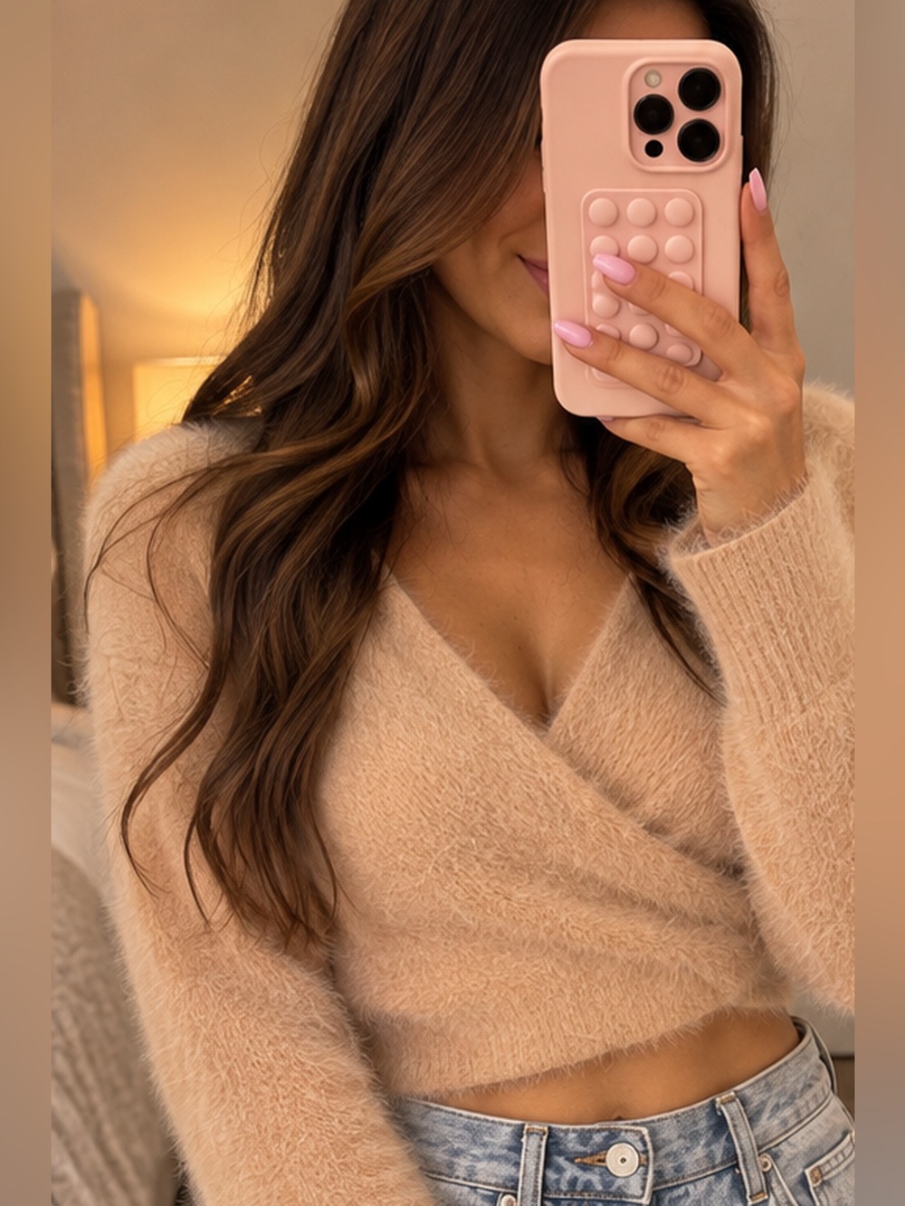 Princess Polly Fuzzy Wrap Sweater